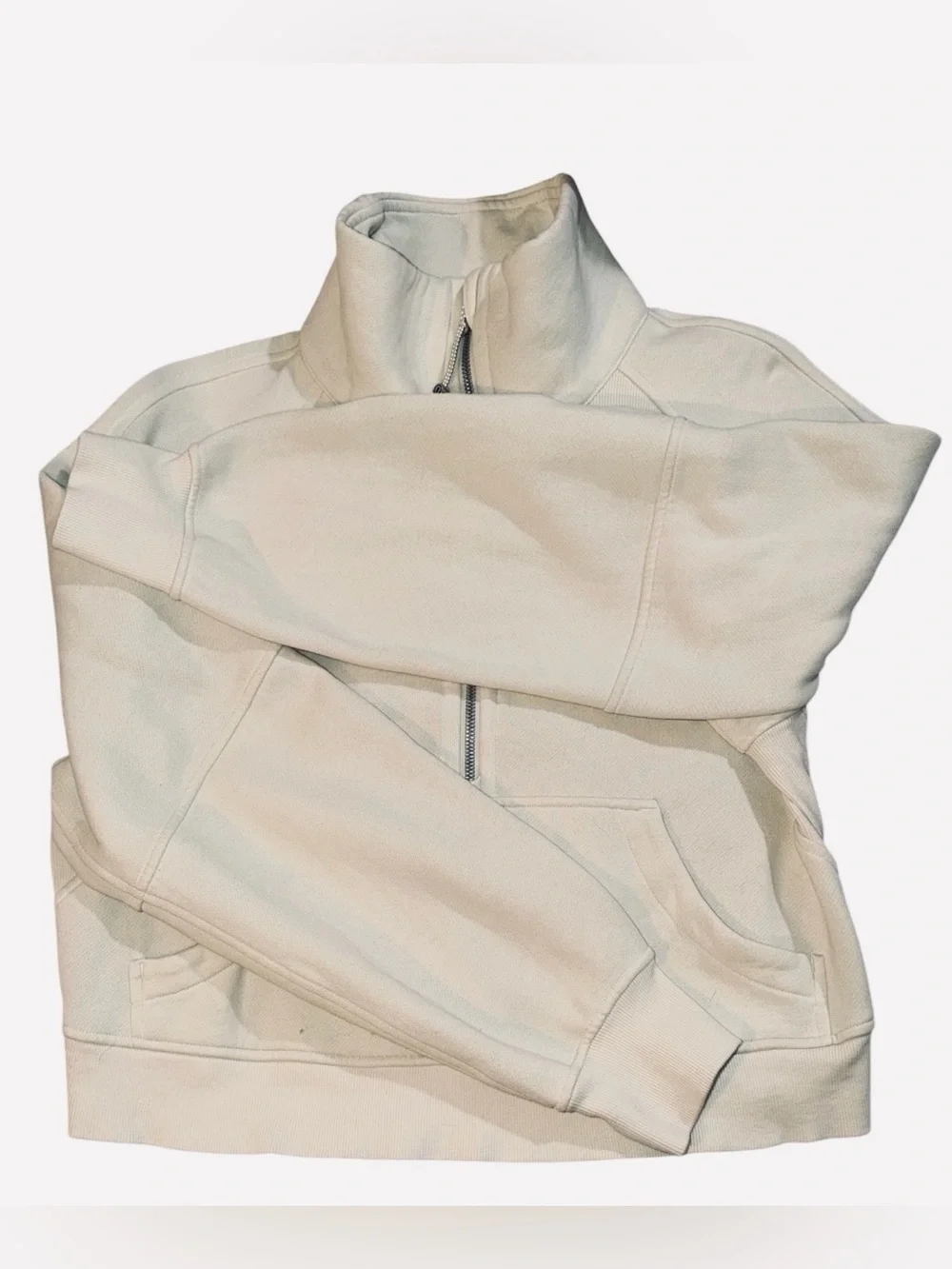 Lululemon Scuba Oversized Funnel Neck Half Zip in Creamy Ivory size XS/Small